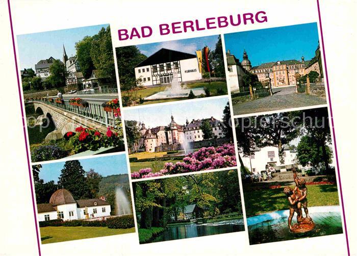 Bad Berleburg Teilansichten Kurort Kurhaus Schloss Teich Statue Park