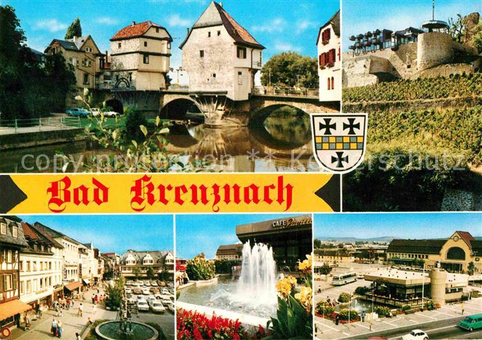 Bad Kreuznach Brueckenhaeuser Platz Springbrunnen Cafe Pavillon Bahnhof