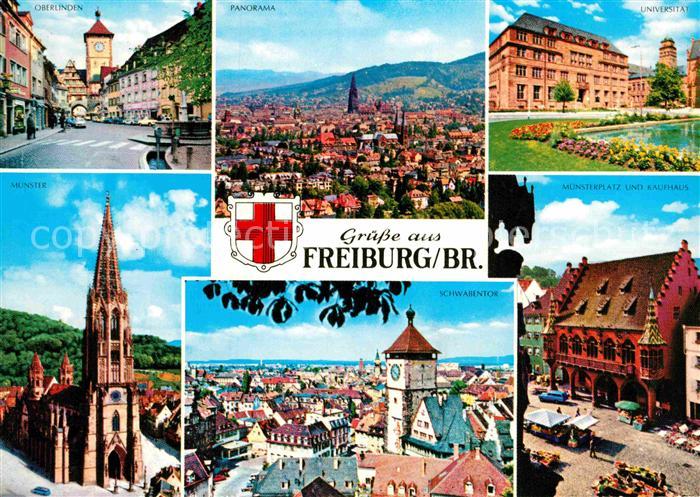Freiburg Breisgau Oberlinden Muenster Stadtpanorama Schwabentor Universitaet Mue