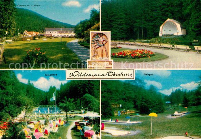 Wildemann Harz Goslar Niedersachsen Kurpark Kurhaus Konzertpavillon Spiegelbad S
