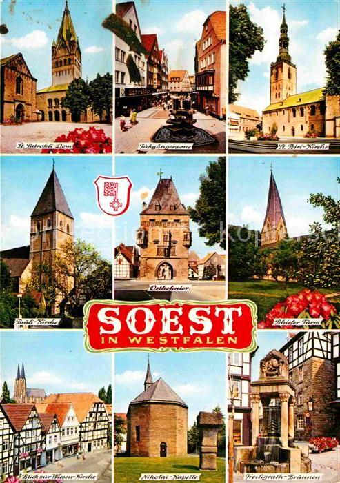 Soest Arnsberg Dom Fussgaengerzone Kirche Osthofentor Schiefer Turm Kapelle Brun