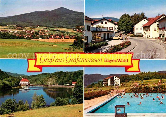 Grafenwiesen Landschaftspanorama Bayerischer Wald Stausee Ortspartie Freibad