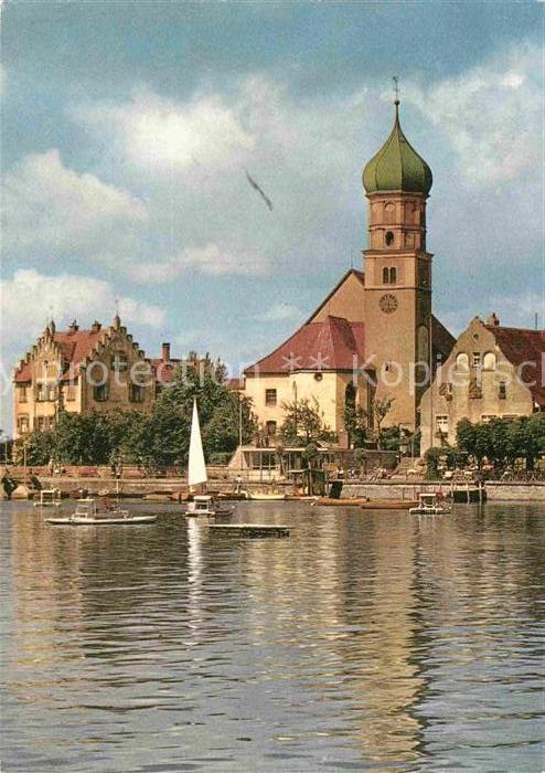 Wasserburg Bodensee Ansicht vom See aus Kirche