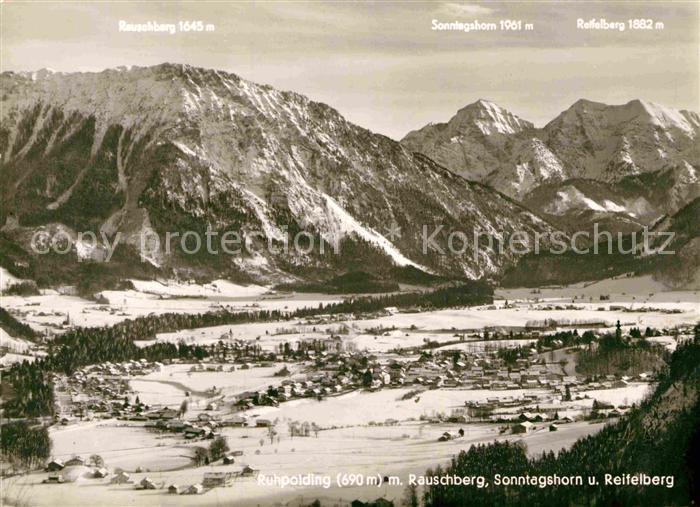 Ruhpolding Bayern Panorama mit Rauschberg Sonntagshorn und Reifelberg Chiemgauer