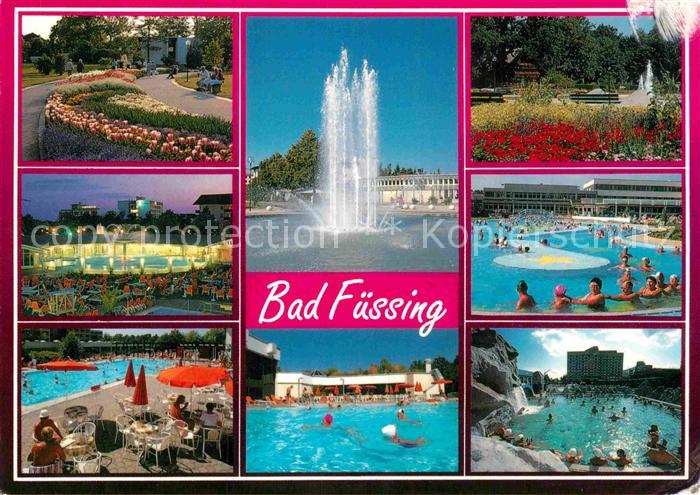 Bad Fuessing Kurpark Promenade Fontaene Thermalbad