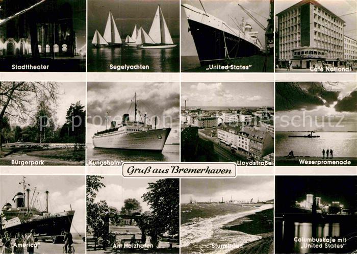 Bremerhaven Stadttheater Segelyachten Hochseeschiffe Cafe National Buergerpark W