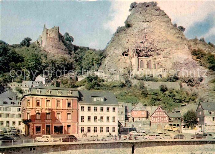 Idar-Oberstein Teilansicht mit Felsenkirche und Burg