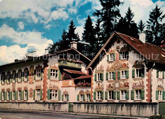 Oberammergau Kinderheim Haensel und Gretel Fassadenmalerei Huber Karte Nr 8089