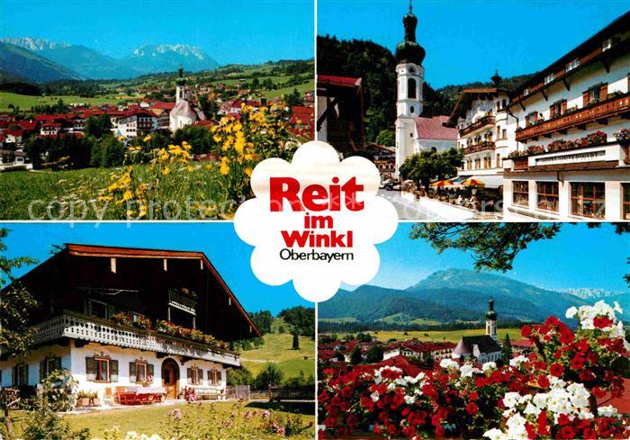 Reit Winkl Panorama Blick gegen Kaisergebirge Dorfpartie Bauernhaus Alpen