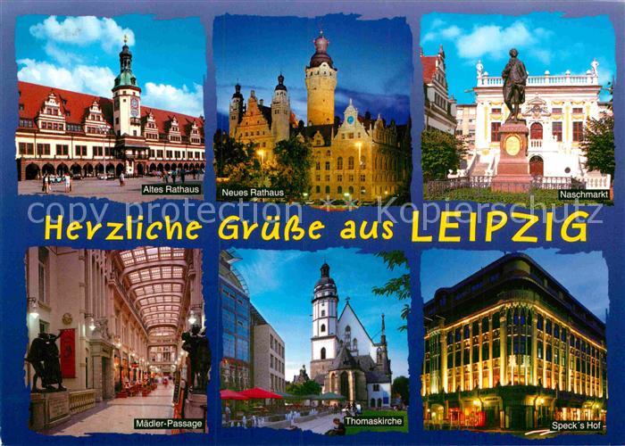 LEIPZIG Sachsen Rathaus Naschmarkt Denkmal Statue Specks Hof Kirche Maedler Pass