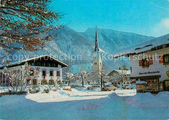 Bayrischzell Haus des Gastes Ortsmotiv mit Kirche im Winter