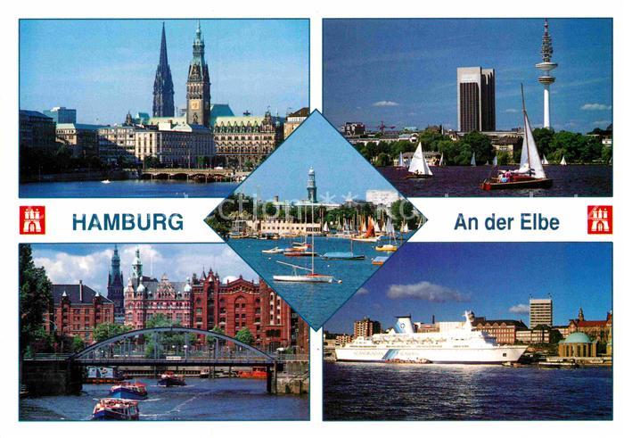 HAMBURG  CITY Partien an der Elbe Bruecke Kirche Faehre