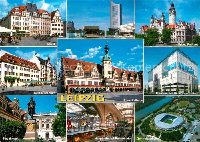 LEIPZIG Sachsen Markt Nikolaikirchhof Naschmarkt Denkmal Augustsplatz Rathaus Mu