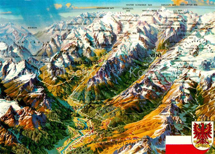 Soelden oetztal Inneroetztaler Panorama von Norden nach Sueden Vogelperspektive