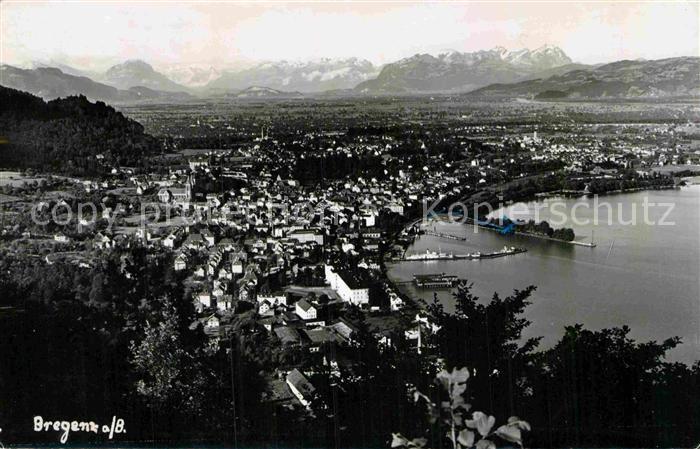 Bregenz Bodensee Panorama mit Blick zu den Alpen