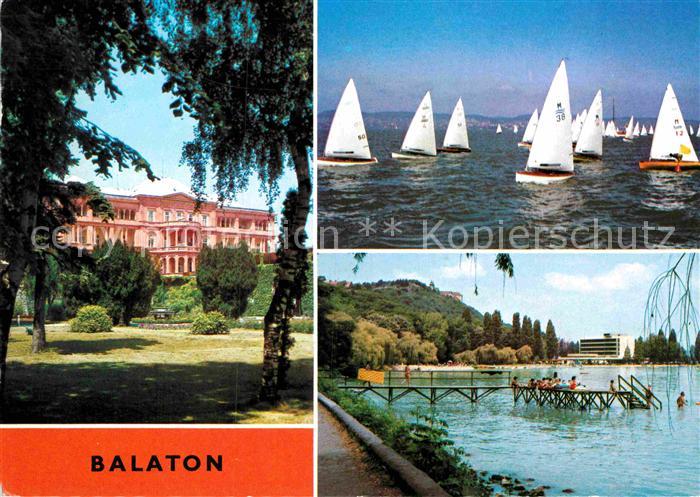 Balaton Plattensee Hotel Uferpartie am See Badesteg Segelregatta