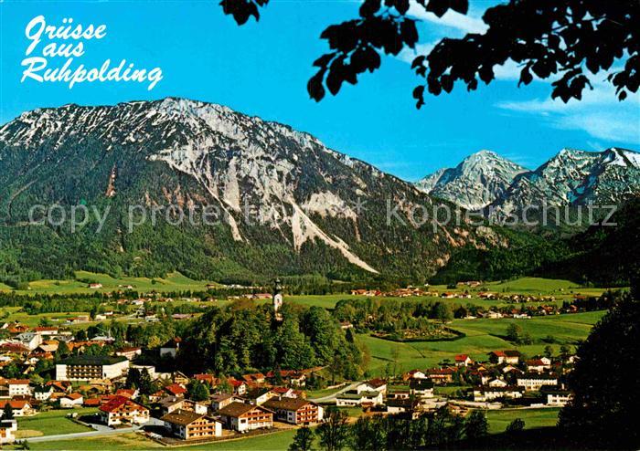Ruhpolding Bayern Panorama Blick gegen Rauschberg und Sonntagshorn Chiemgauer Al