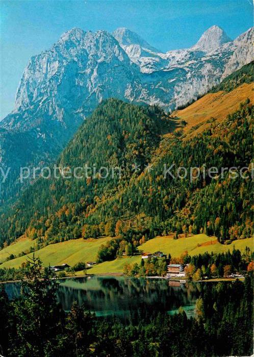 Hintersee Berchtesgaden Panorama mit Blick zur Reiteralpe Herbst Berchtesgadener