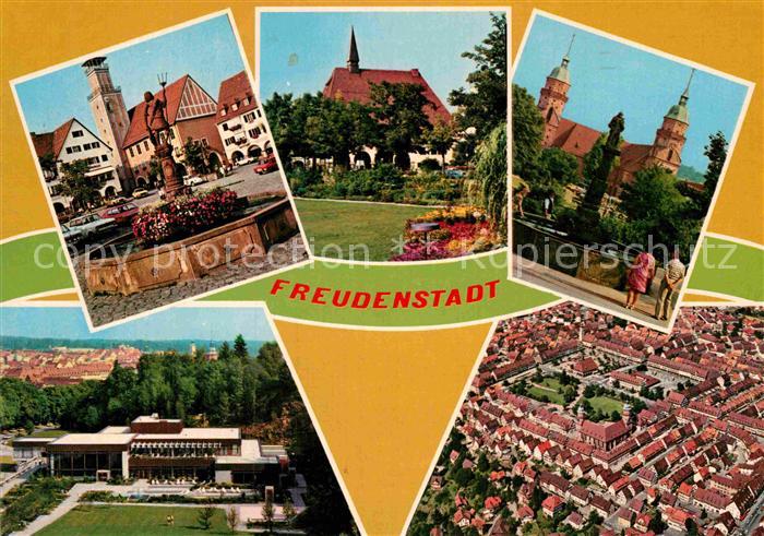 FREUDENSTADT BW Marktplatz Brunnen Kirche Fliegeraufnahme Kurort Schwarzwald