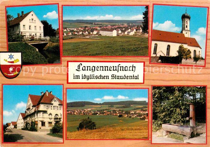 Langenneufnach Panorama Staudental Hotel Kirche Brunnen