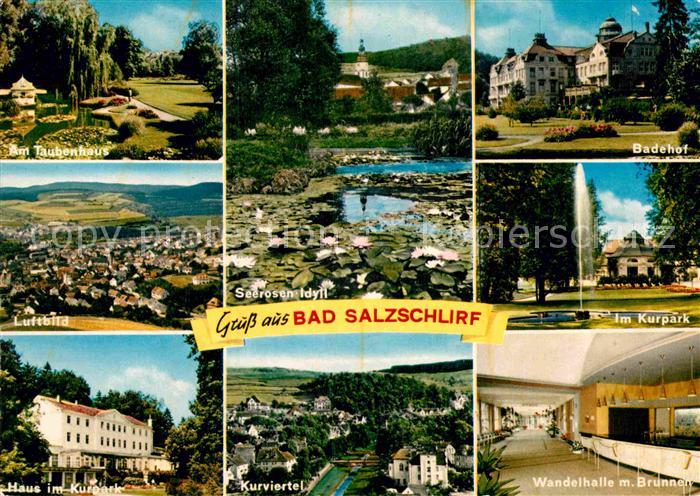 Bad Salzschlirf Taubenhaus Seerosenteich Badehof Kurpark Wandelhalle Brunnen Kur