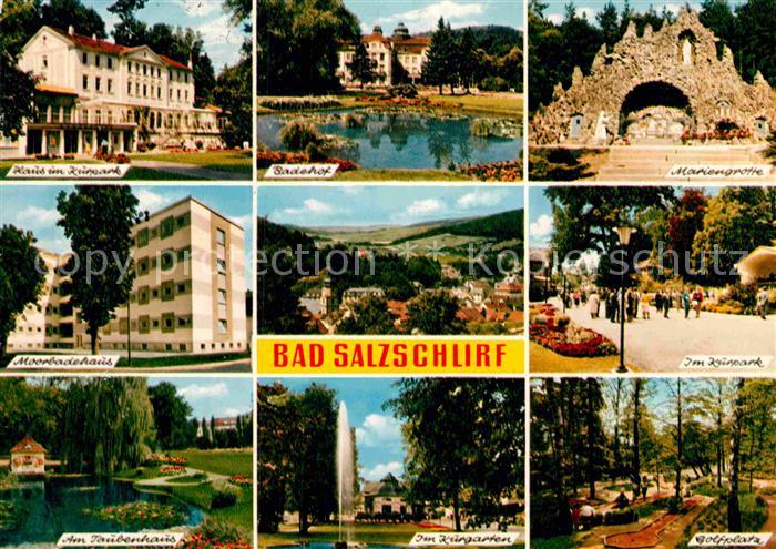 Bad Salzschlirf Kurhaus Moorbadehaus Taubenhaus Badehof Kurgarten Fontaene Minig