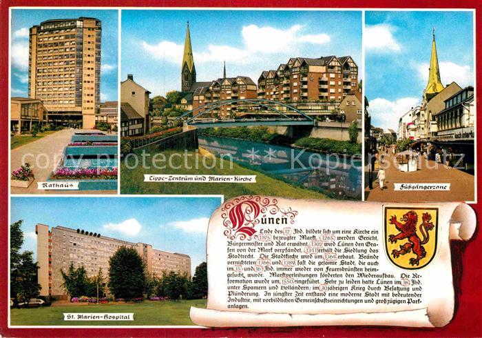 Luenen Rathaus Hochhaus Lippe Zentrum Kirche Fussgaengerzone Hospital Geschichte