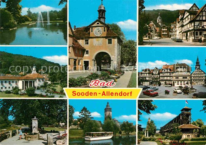 Bad Sooden-Allendorf Schwanenteich Kurhaus Kurpark Torbogen Dampfer Fachwerkhaeu