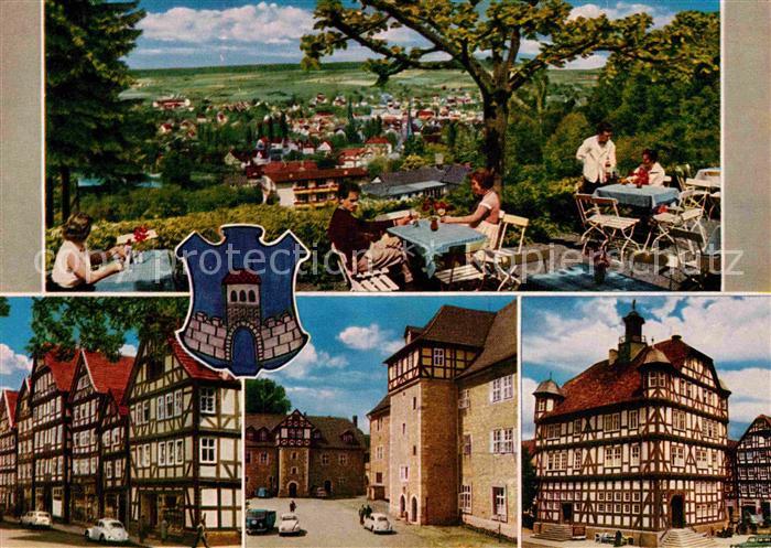 Melsungen Fulda Fachwerkidyll am Walde Stadtpanorama Restaurant Terrasse Schloss