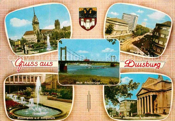 Duisburg Ruhr Rathaus Koenigstrasse Wasserspiele Rheinbruecke Stadttheater Stadt