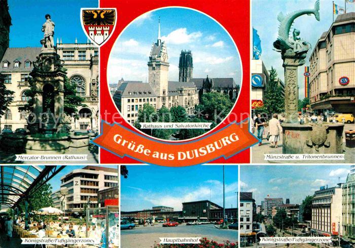 Duisburg Ruhr Mercator Brunnen Rathaus Koenigstrasse Fussgaengerzone Rathaus Kir