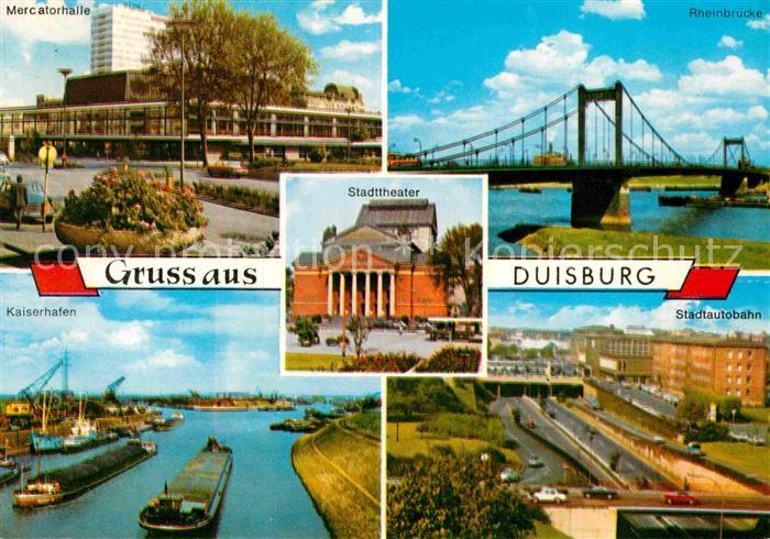 Duisburg Ruhr Mercatorhalle Kaiserhafen Stadttheater Rheinbruecke Stadtautobahn