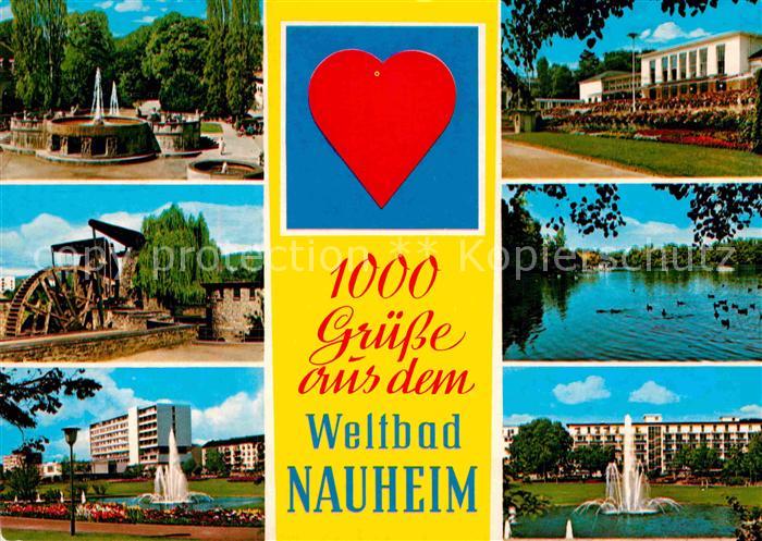 Bad Nauheim Sprudelhof Wasserrad Kurpark Fontaene Sanatorium Schwanenteich Herz