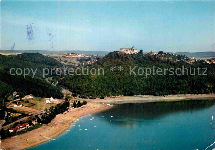 Edersee mit Waldeck und Schloss Fliegeraufnahme