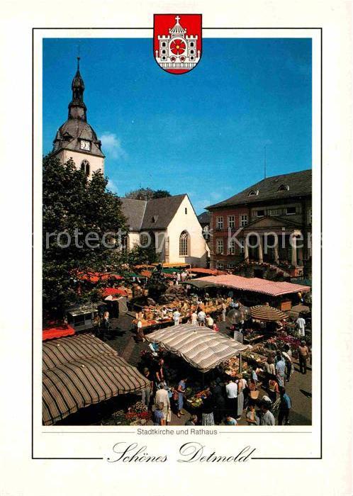 Detmold Marktplatz Stadtkirche Rathaus Wappen