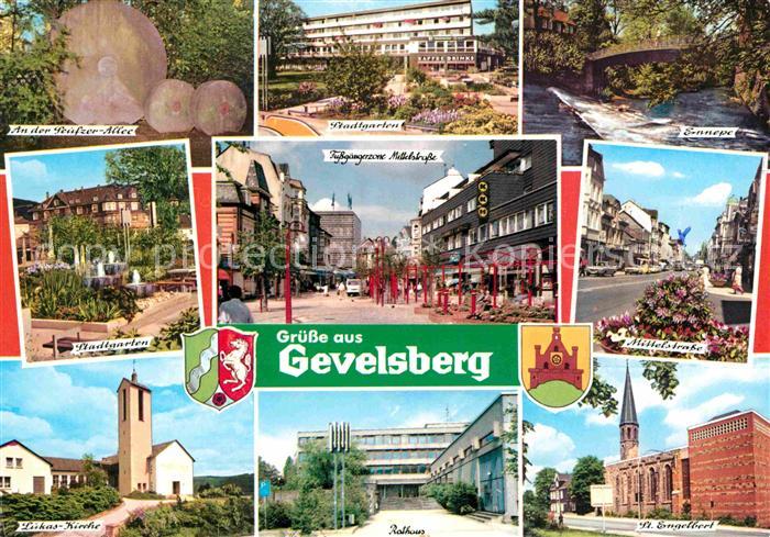 Gevelsberg Seufzerallee Stadtgarten Kirche Fussgaengerzone Ennepe Mittelstrasse