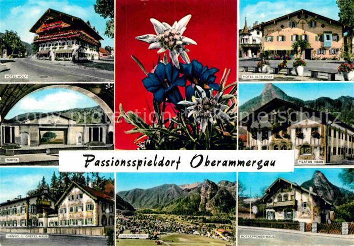 Oberammergau Hotel Bruehne Haensel und Gretel Haus Pilatus Haus Rotkaeppchen Pas