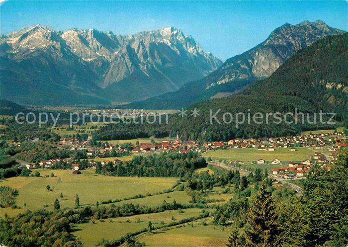 Oberau Loisach Panorama Loisachtal Zugspitzgruppe Wettersteingebirge