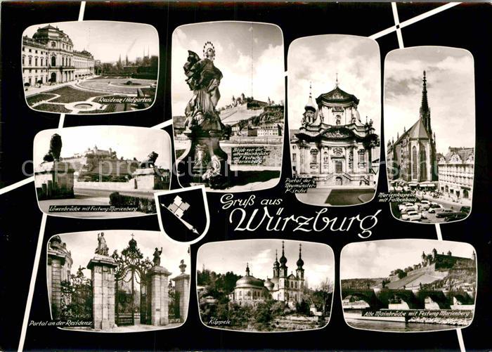 WueRZBURG Bayern Residenz Hofgarten Kaeppele Festung Marienberg Alte Mainbruecke