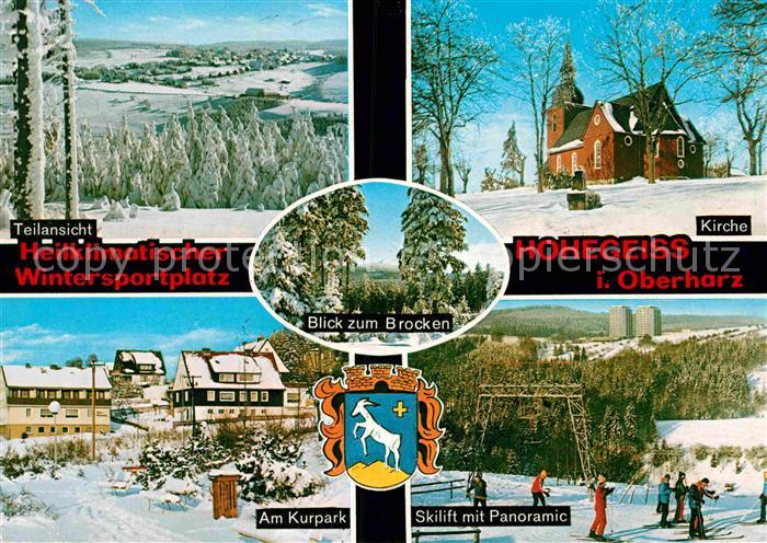 Hohegeiss Harz Kirche Kurpark Skilift Panoramic Winterlandschaft