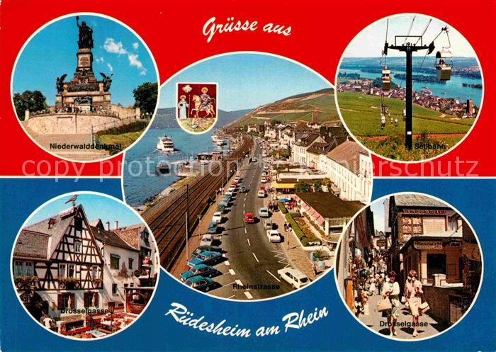 Ruedesheim Rhein Niederwalddenkmal Drosselgasse Rheinstrasse Sessellift