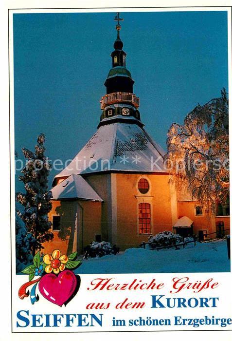 Seiffen Erzgebirge Bergkirche Abendstimmung Winter