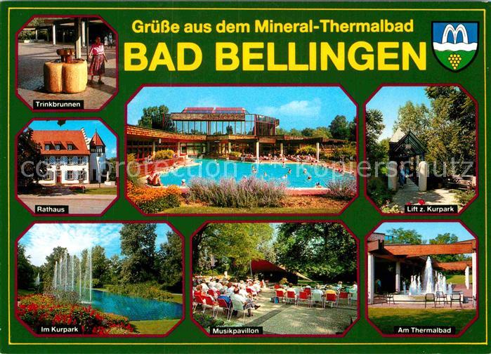 Bad Bellingen Trinkbrunnen Rathaus Kurpark Musikpavillon Schwimmbad Thermalbad
