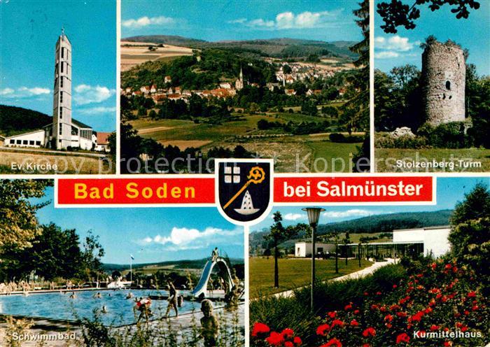 Bad Soden-Salmuenster Evangelische Kirche Stolzenberg Turm Kurmittelhaus Schwimm