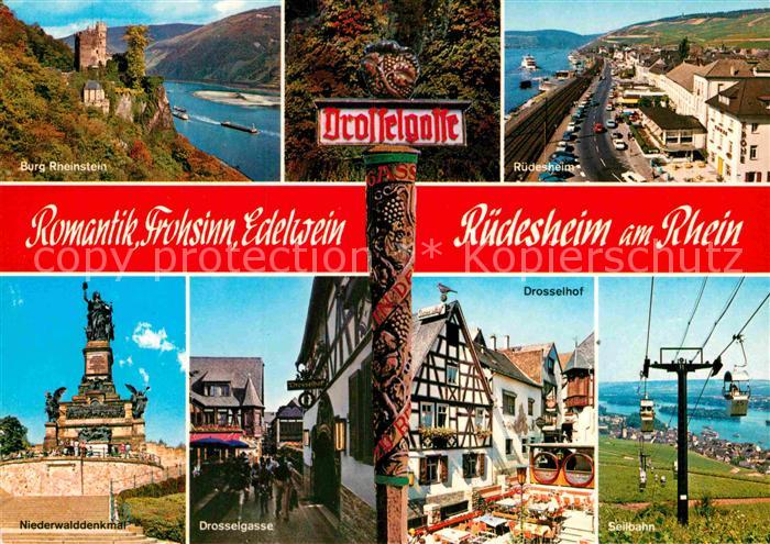 Ruedesheim Rhein Burg Rheinstein Ruedesheim Niederwalddenkmal Drosselgasse