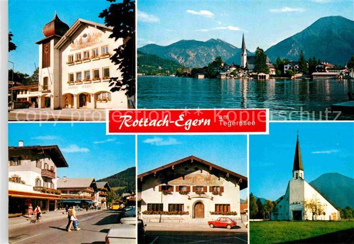 Rottach-Egern Rathaus Hauptstrasse Postgebaeude evangelische Kirche