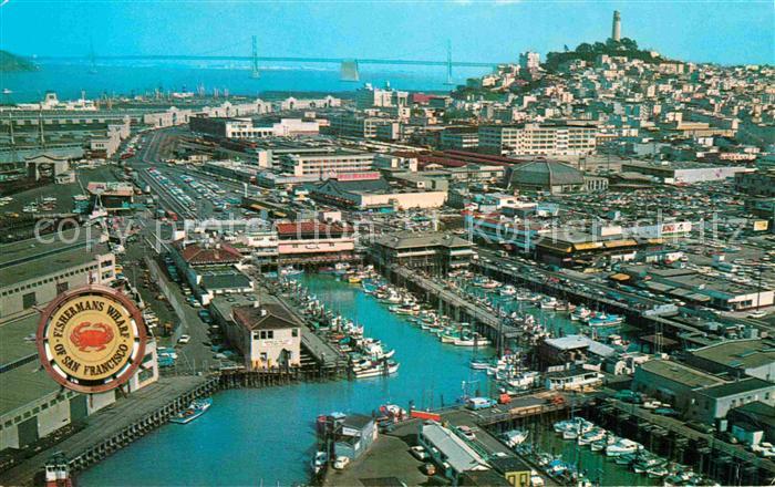 San Francisco California An aerial view of Fishermans Wharf showing