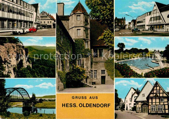 Hessisch Oldendorf Teilansichten Bruecke Schloss Schwimmbad