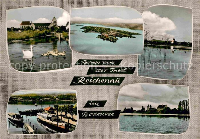 Reichenau Bodensee Schwaene Fliegeraufnahme Hafenpartie Teilansicht