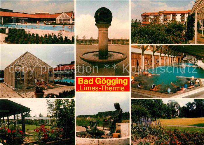 Bad Goegging Limes Therme Frei und Hallenbad Brunnen Skulptur